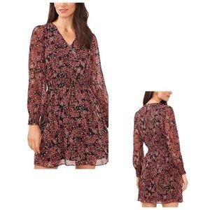 MSK Floral-Print Smocked Dress